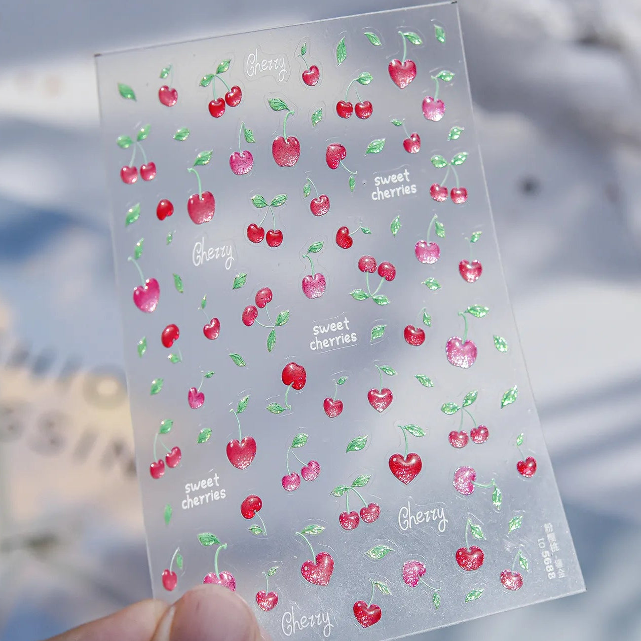 3D Glitter Cherry Jelly Nail Stickers 