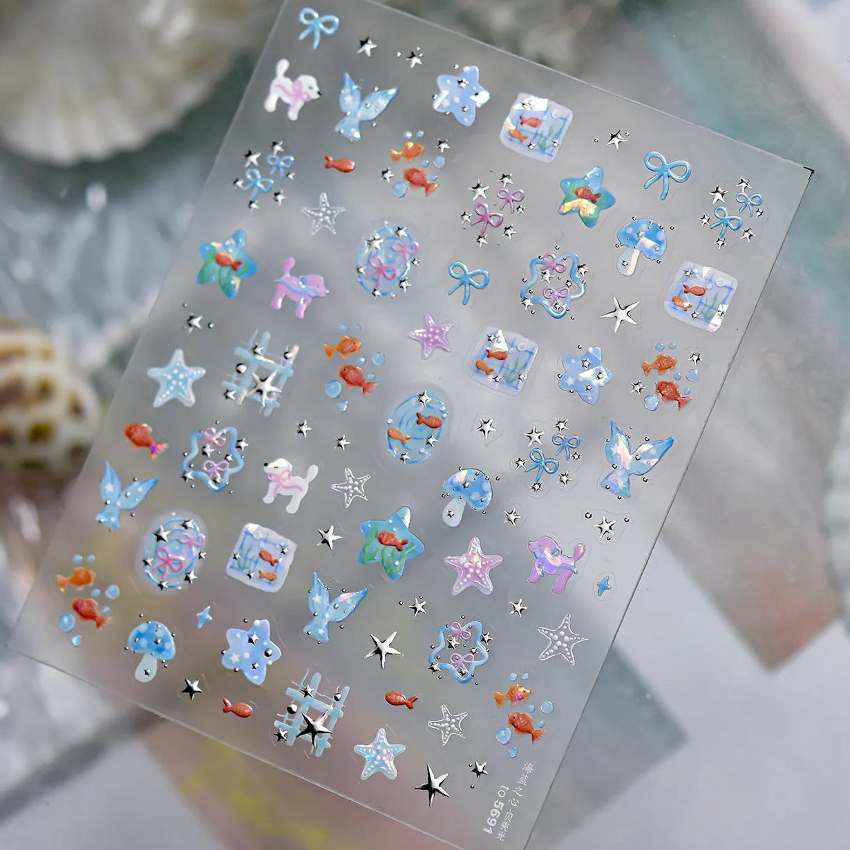 3D Ocean Nail Stickers Mermaid Sea Fish Coral Jelly Decals