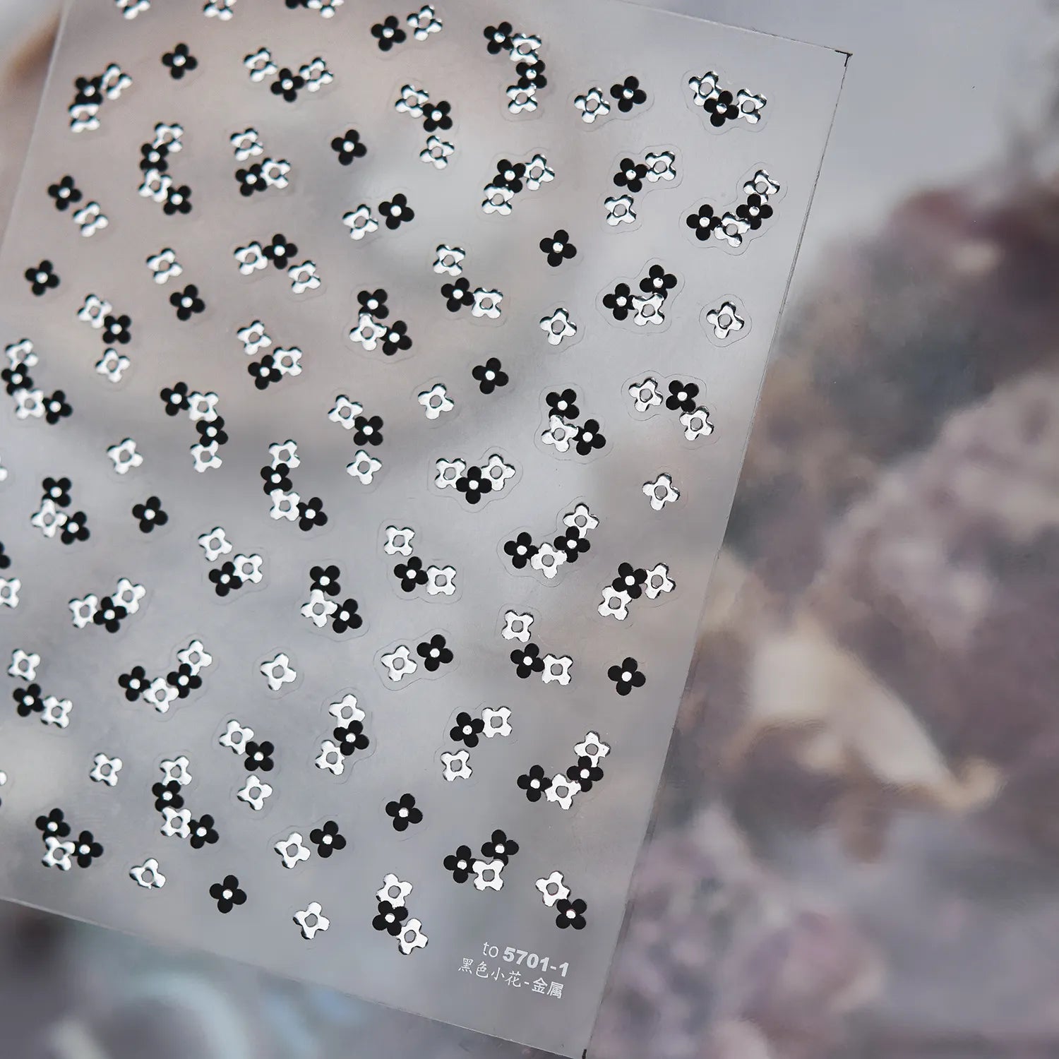 3D Metallic Floral Nail Stickers - Elegant Chrome & Pearl Flower Decals