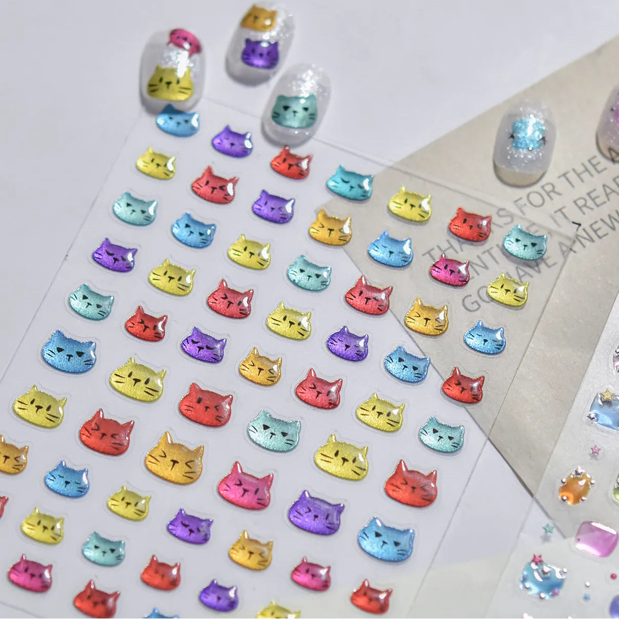 Chrome Metallic Cat Face Nail Stickers 5701
