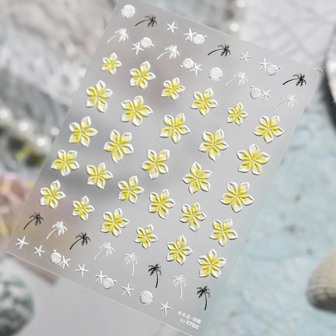 3D Aurora Mermaidcore Nail Stickers - Holographic Jellyfish & Shells