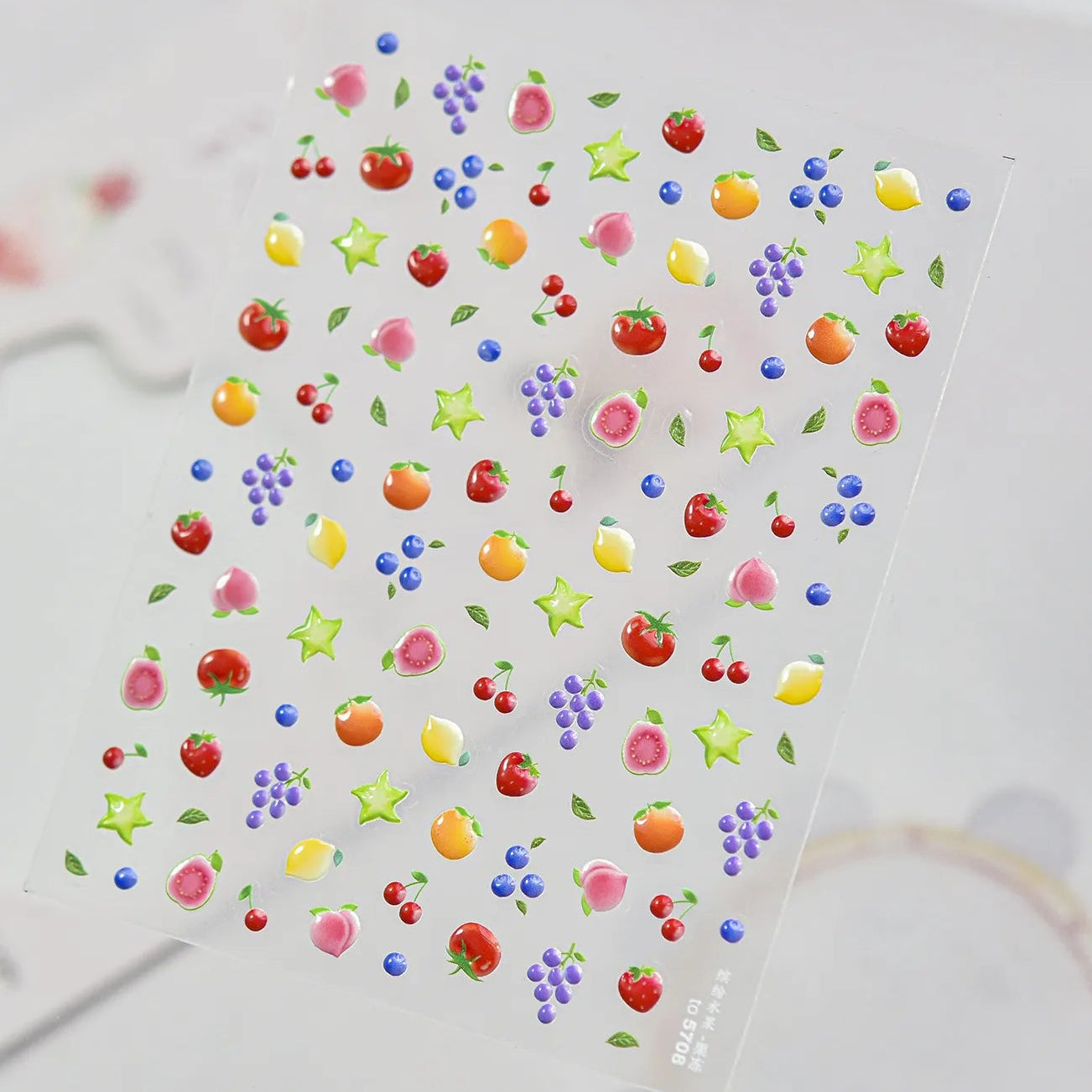 3D Kawaii Fruit Nail Art Stickers - Summer Grape Cherry Peach Decals