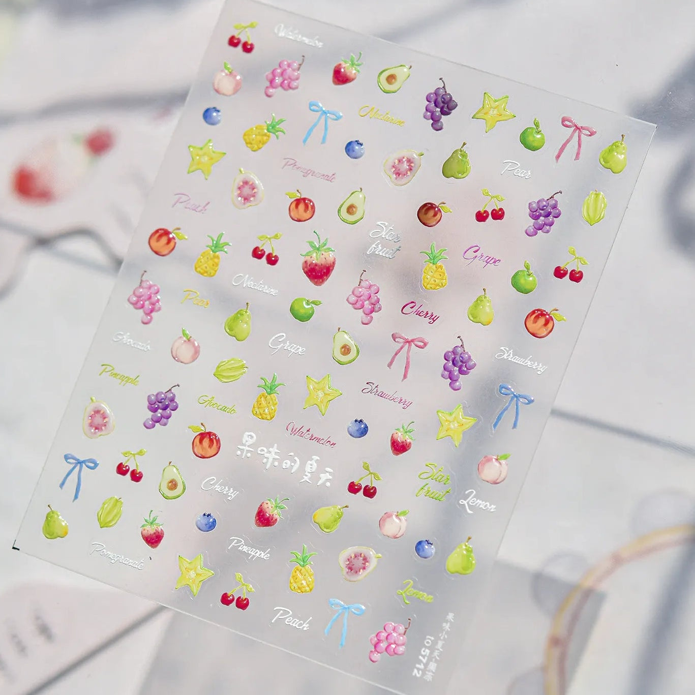 3D Kawaii Fruit Nail Art Stickers - Summer Grape Cherry Peach Decals