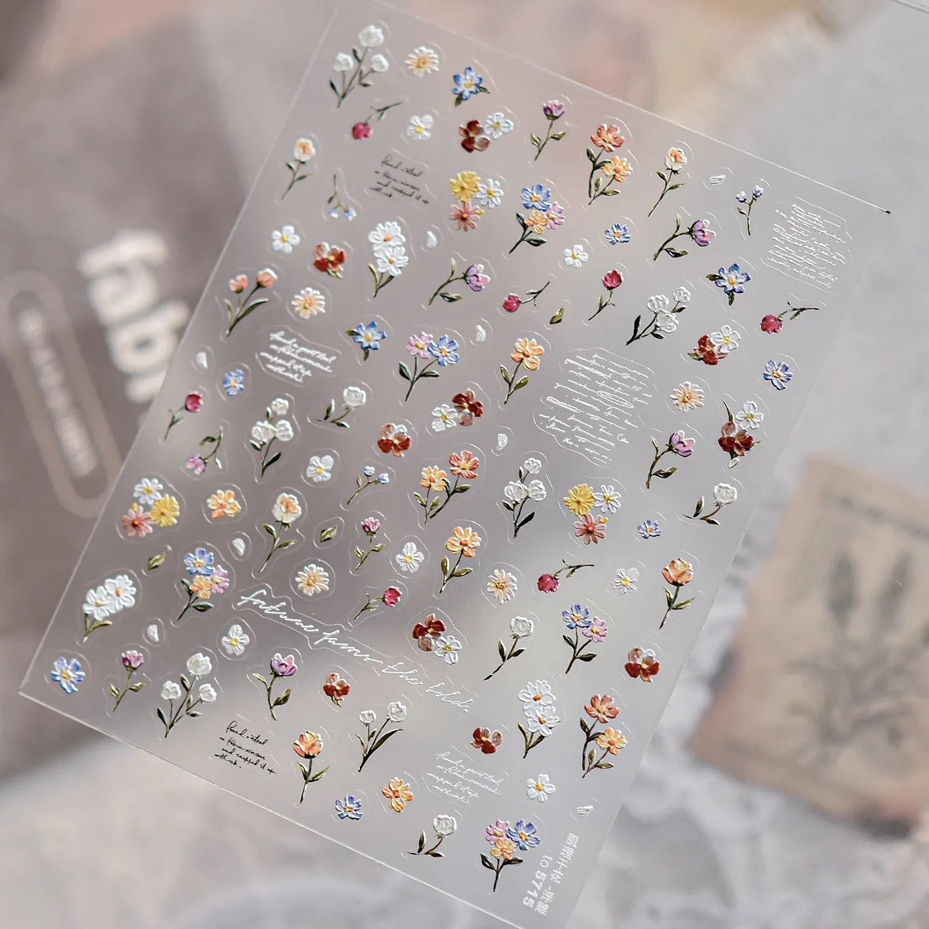 5D Vintage Floral Nail Stickers - Retro Oil Painting Decals