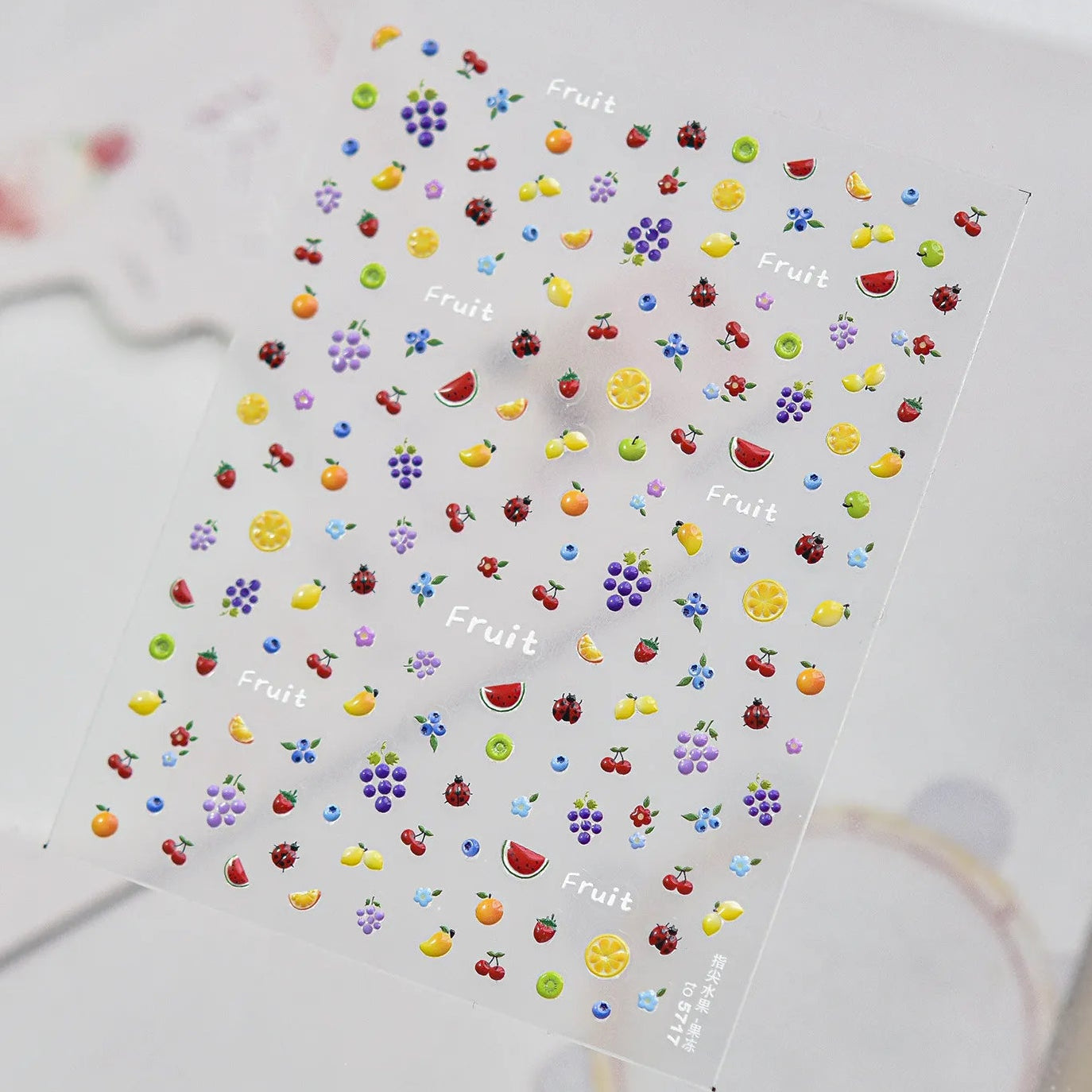 3D Kawaii Fruit Nail Art Stickers - Summer Grape Cherry Peach Decals