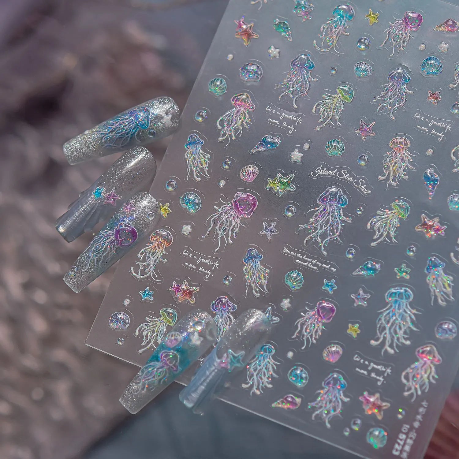 Glow in the Dark Jellyfish Nail Stickers - Luminous Ocean Decals