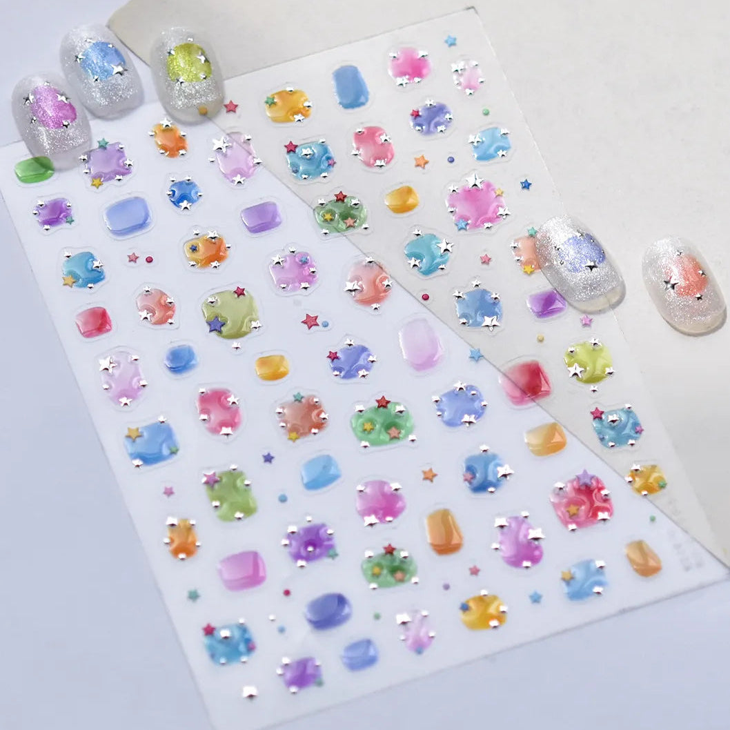 Chrome Metallic Cat Face Nail Stickers 5701