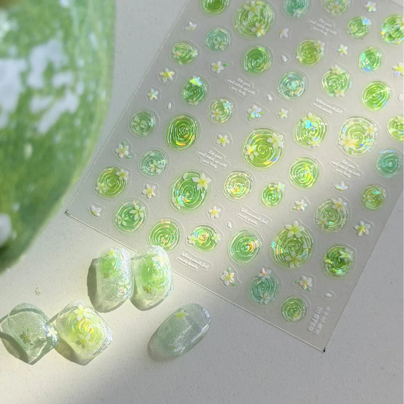 Aurora Ocean Swirls Nail Stickers | Y2K Mermaid Shell Decals