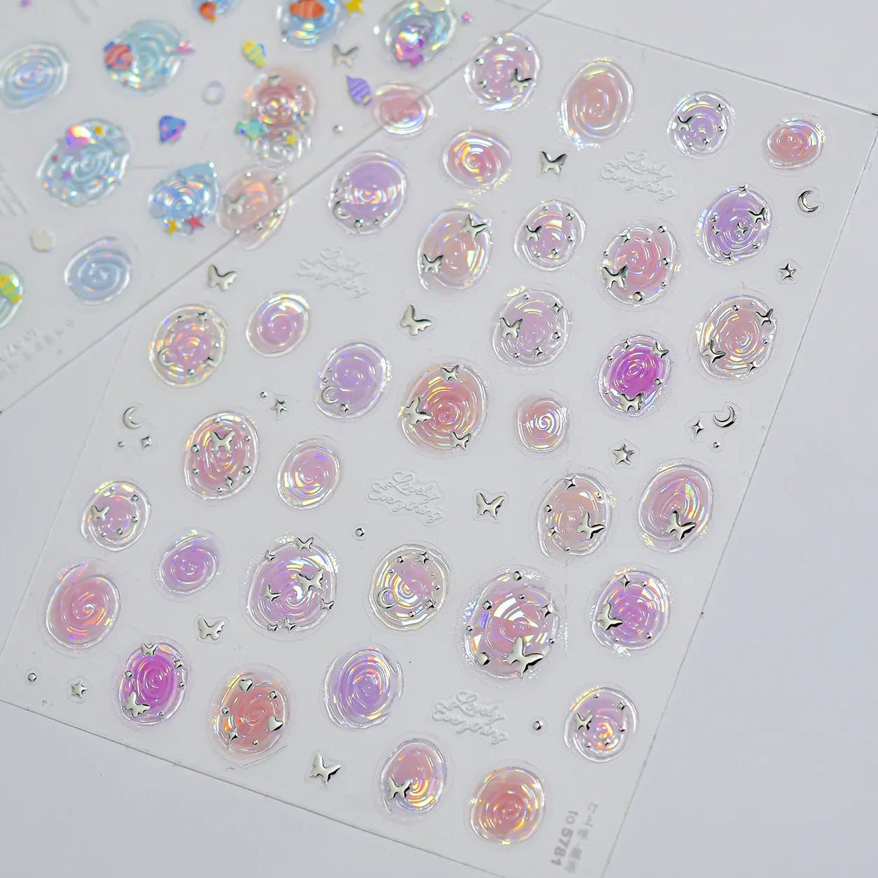 Aurora Ocean Swirls Nail Stickers | Y2K Mermaid Shell Decals