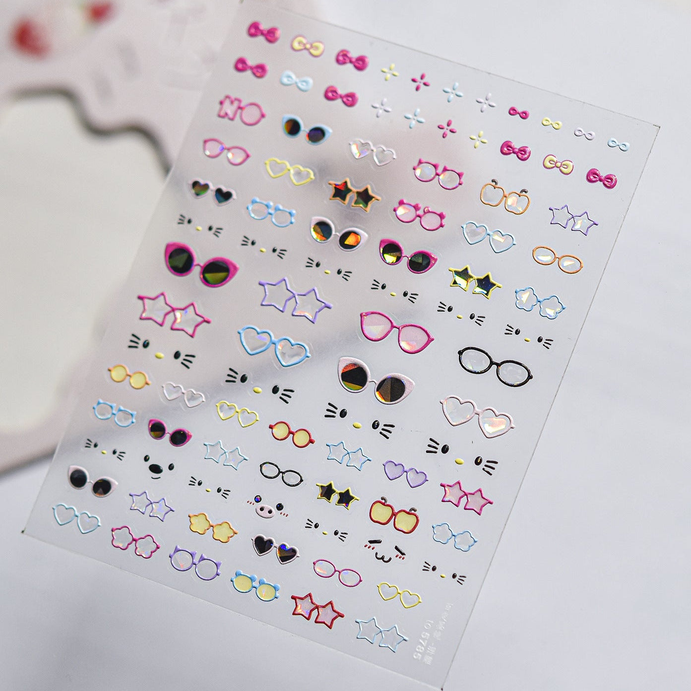 Kawaii Polka Dot Sunglasses 3D Nail Stickers