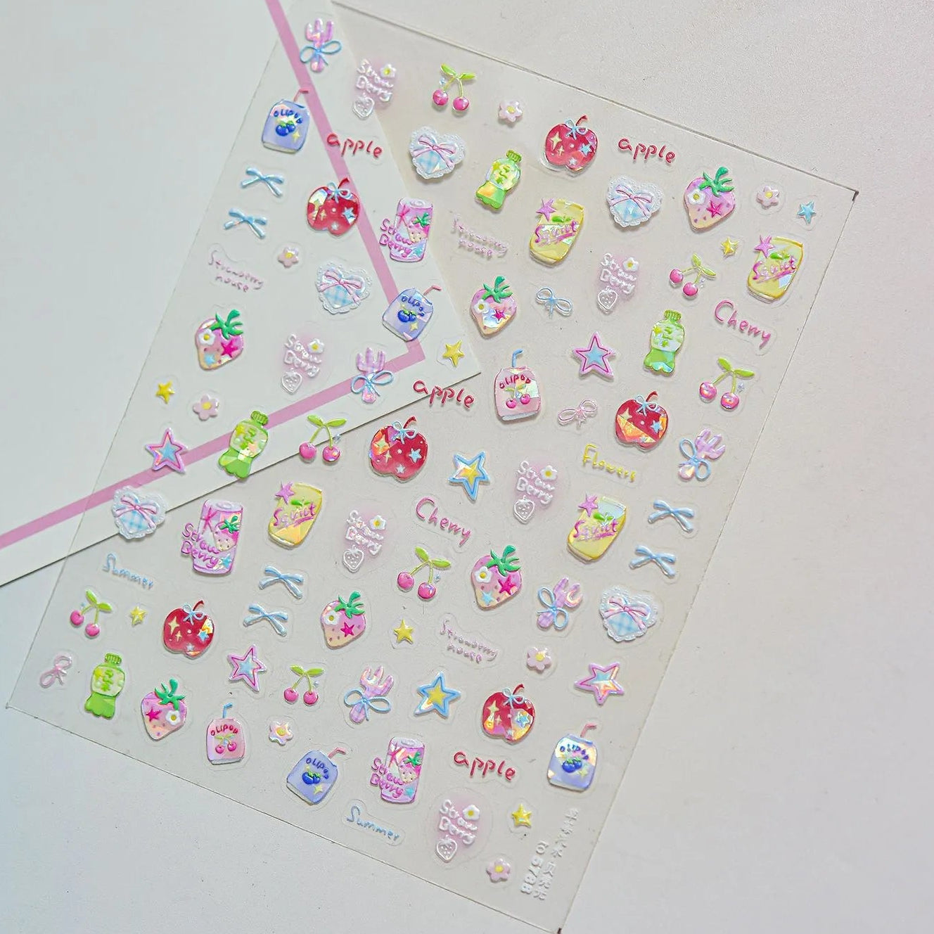 Y2K Apple & Cherry Nail Stickers – Cute Summer Fruits Nails