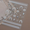 5D Vintage White Lace & Pearl Baroque Nail Stickers 5791
