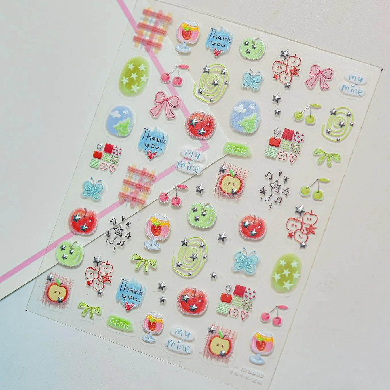 Y2K Apple & Cherry Nail Stickers – Cute Summer Fruits Nails