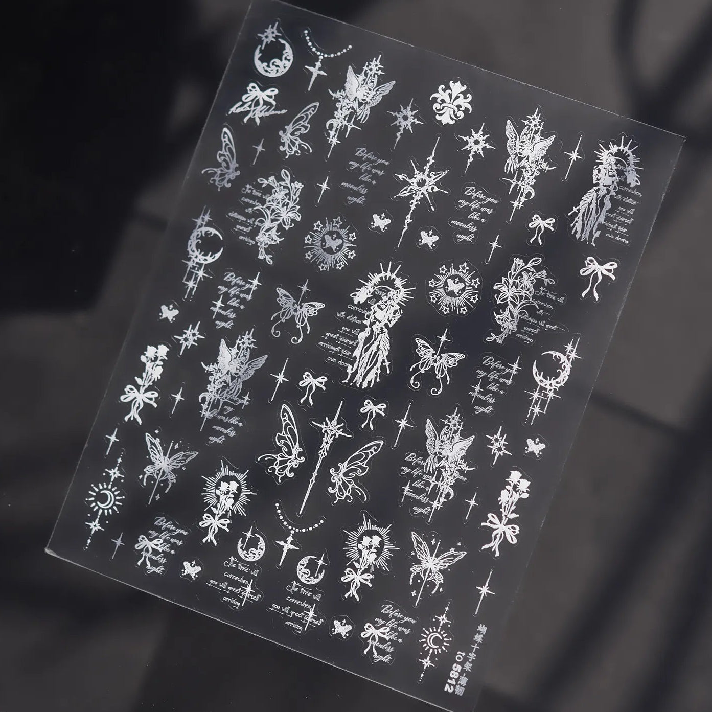 Gothic Angel & Butterfly Fine Line Nail Stickers