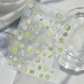 Kawaii 3D Apple & Clover Nail Stickers - Y2K Coquette Decals