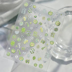 Kawaii 3D Apple & Clover Nail Stickers - Y2K Coquette Decals