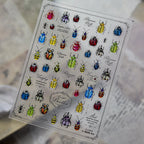 Vintage Beetle & Ladybug 3D Insect Nail Stickers - Botanical Nature Decals