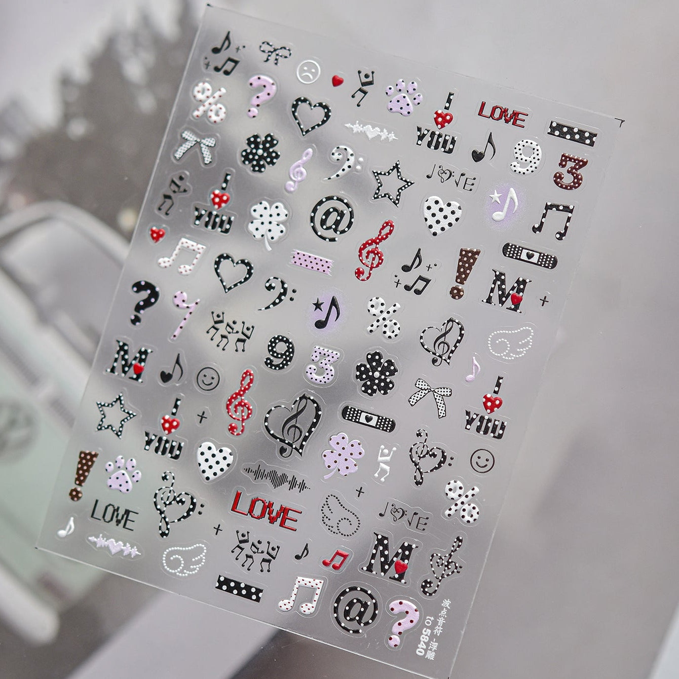 5D Y2K Grunge Star Nail Stickers - Edgy Punk Skull & Music Art Decals