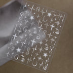 Y2K Cyber Grunge Nail Stickers - Black & White Halftone Cross Decals