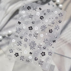 3D Silver Metallic Nail Art Stickers - Y2K Cyber Gothic Flower Decals 