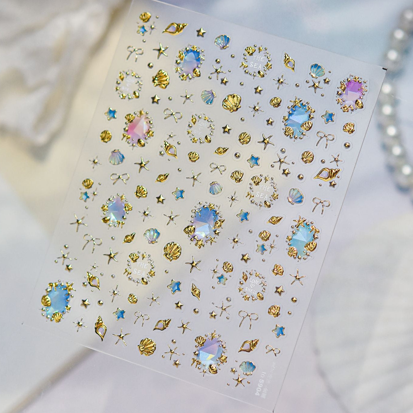 3D Ocean Seashell Starfish Nail Stickers Y2K Mermaid Core Beach Decals 5904