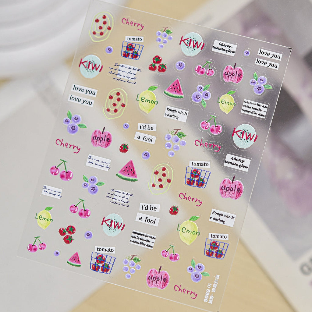 Kawaii Summer Drink & Fruit Nail Stickers 5906