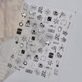 Silver Metallic 3D Nail Stickers - Y2K Cyberpunk Star & Heart Decals 5907