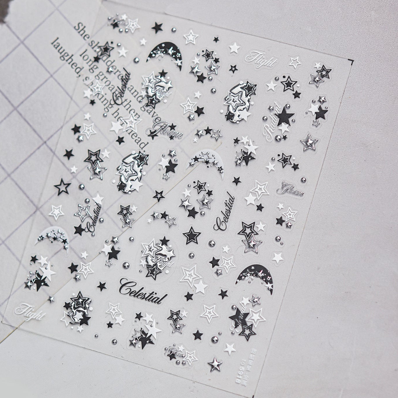 Y2K Metallic Chrome Heart & Star Nail Stickers 5918