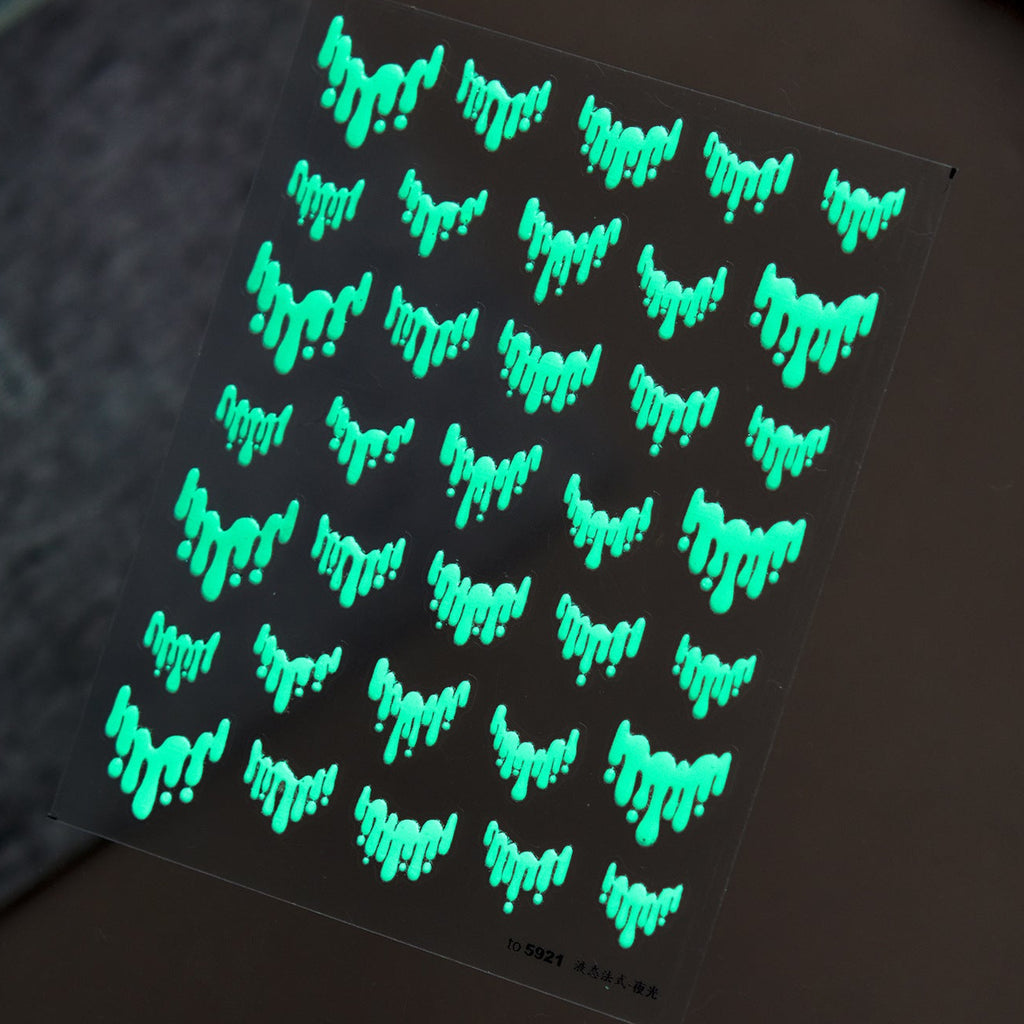 Glow in the Dark Slime Drip Nail Stickers - Luminous Neon French Tips