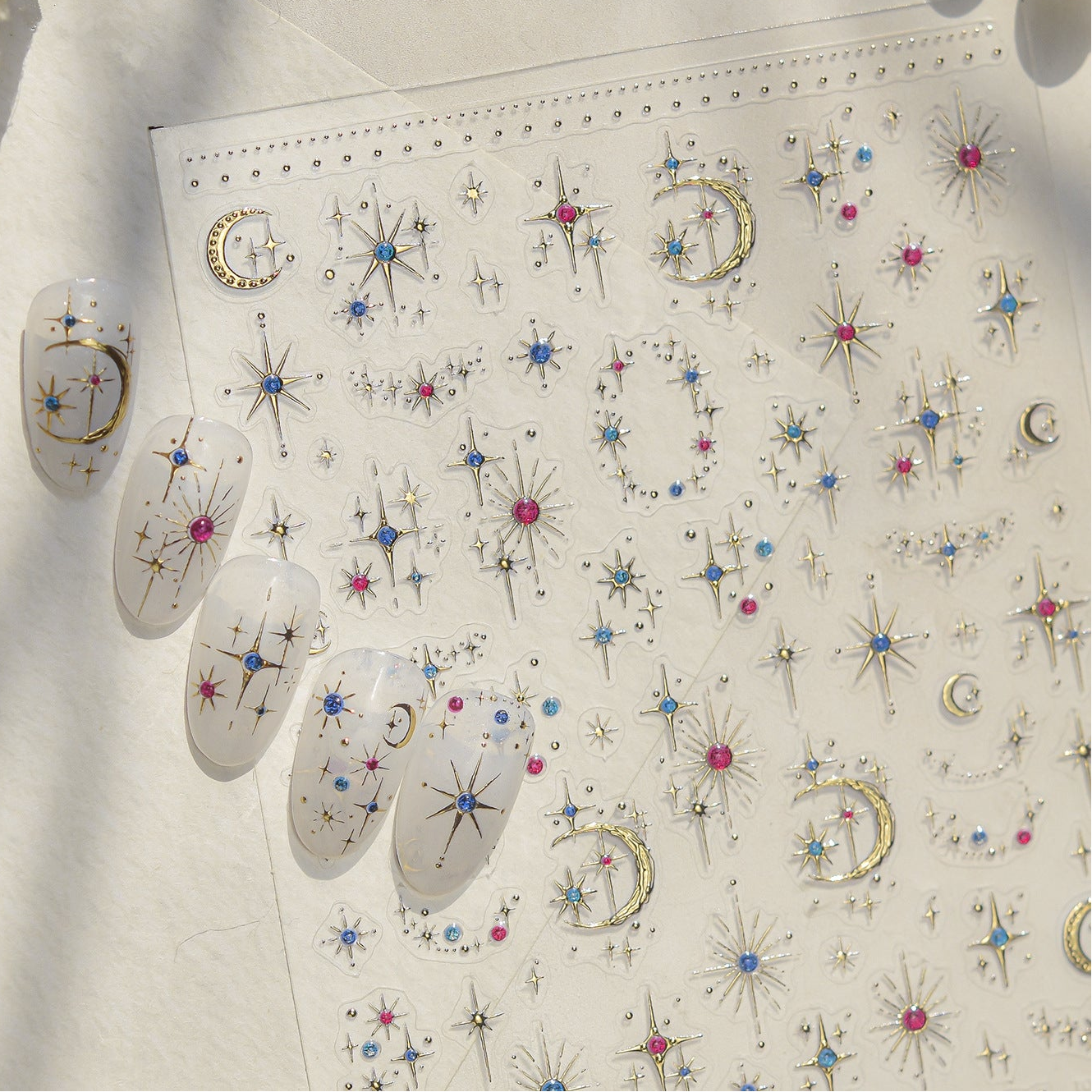 Celestial Gold & Silver Star Moon Nail Stickers 5982