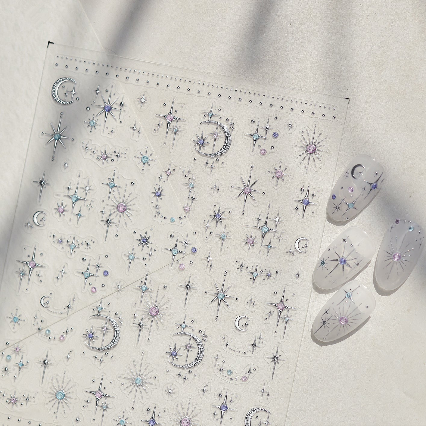 Celestial Gold & Silver Star Moon Nail Stickers 5982