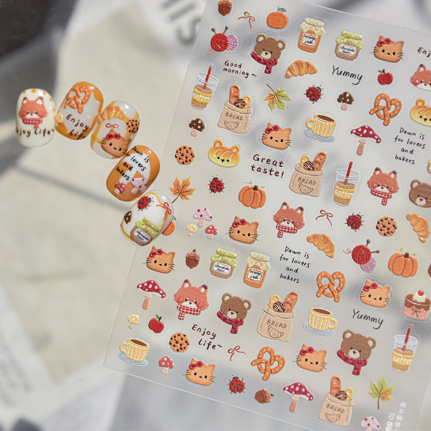 3D Autumn Forest Animal Nail Art Stickers - Cute Hedgehog Deer Decals