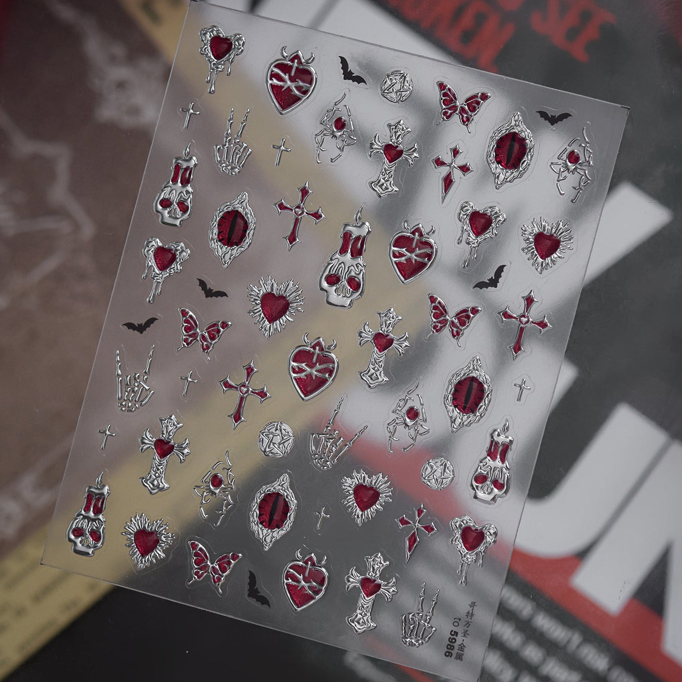 Gothic 3D Rose & Cross Nail Stickers
