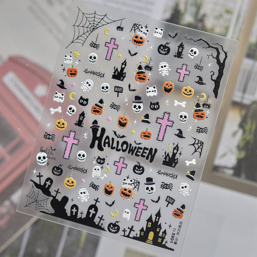 Spooky Halloween Gothic Window Nail Stickers