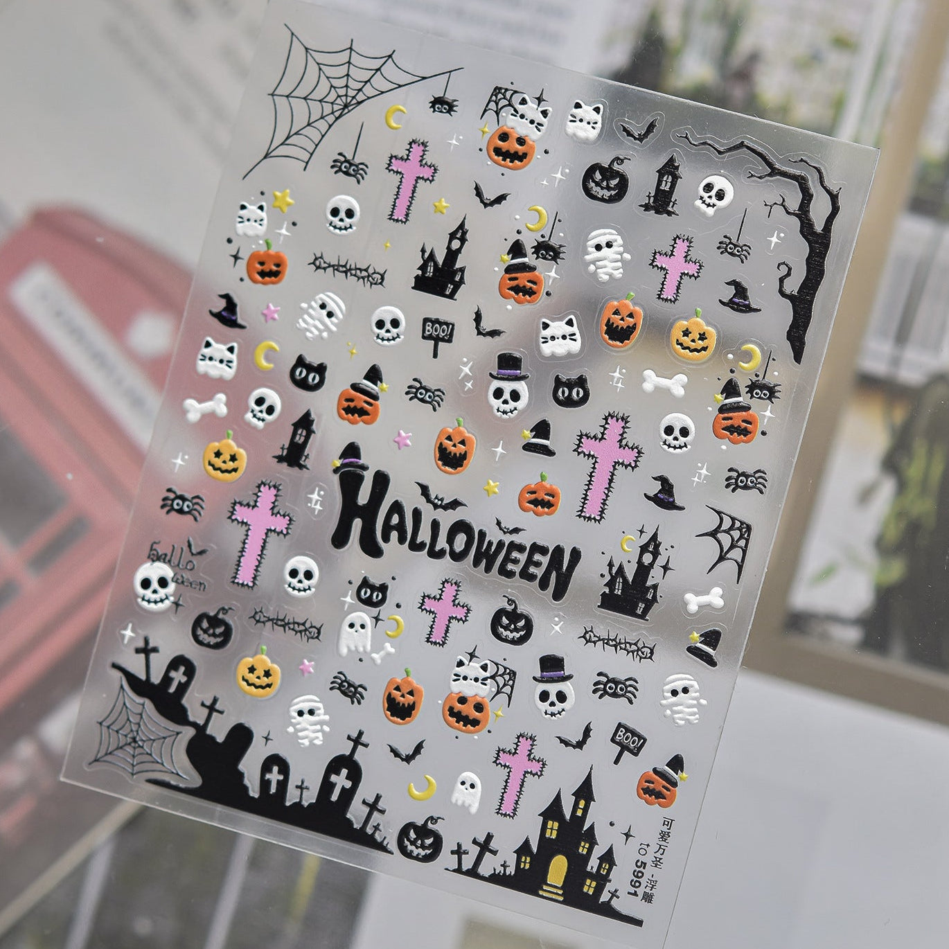 Spooky Halloween Gothic Window Nail Stickers
