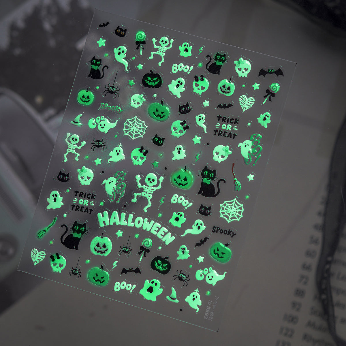 Glow in the Dark Halloween Nail Stickers - Spooky Skeleton Hand Decals