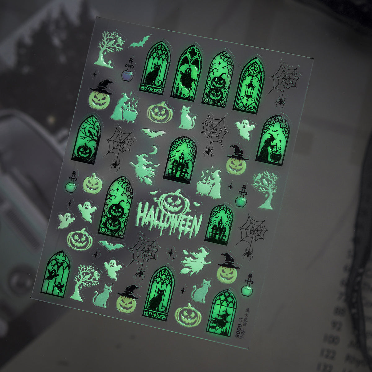 Glow in the Dark Halloween Nail Stickers - Spooky Skeleton Hand Decals