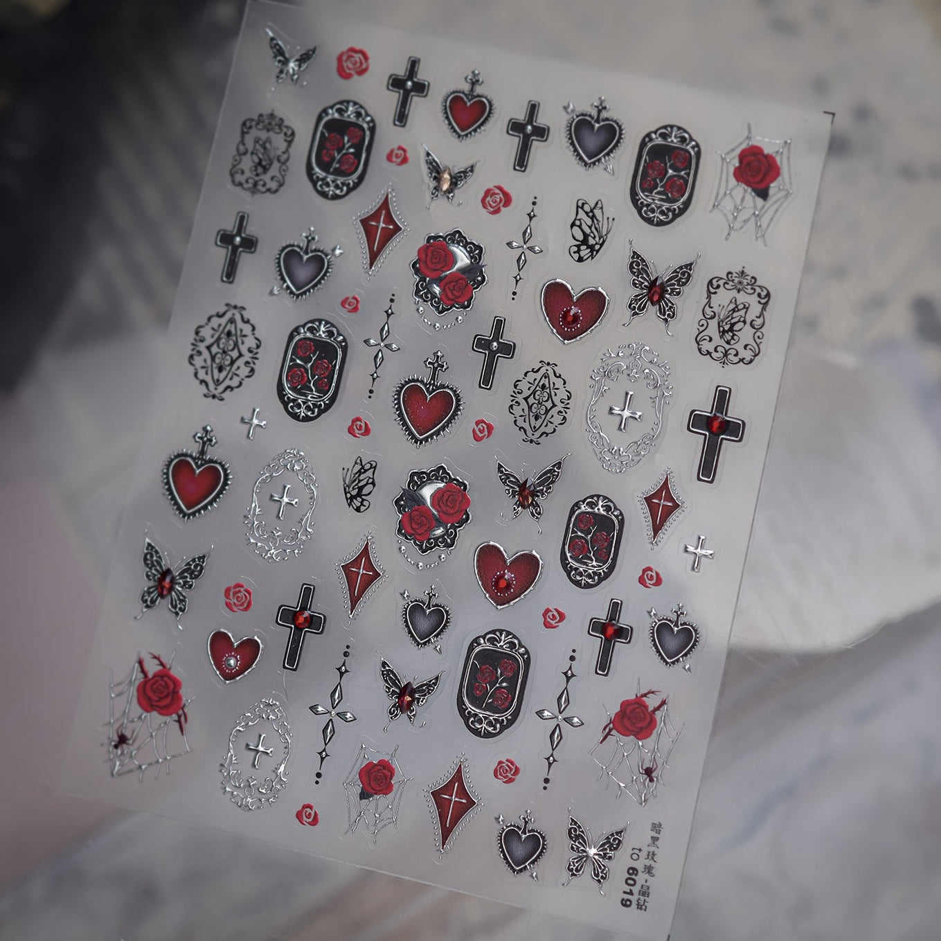 Gothic 3D Rose & Cross Nail Stickers