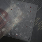Gothic Spiderweb & Gem Silver Halloween Nail Stickers 1500