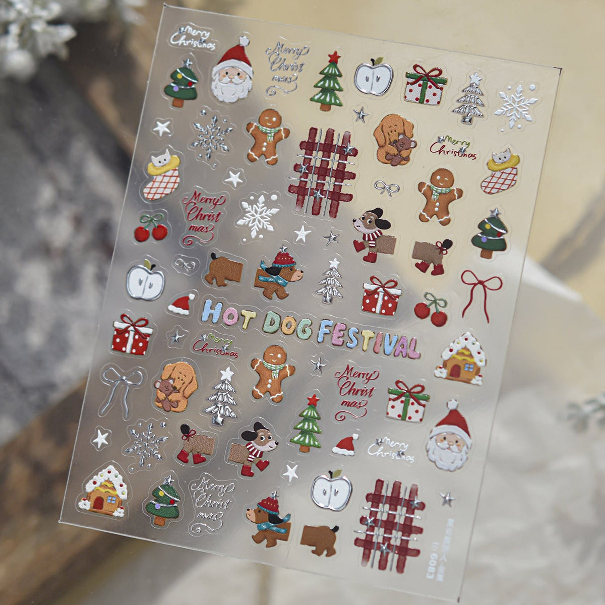 Kawaii Christmas Nail Stickers - Cute Winter Holiday Designs 