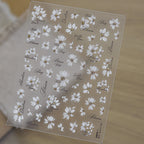 Minimalist White Daisy Nail Art Stickers - Retro Floral Decals 6086