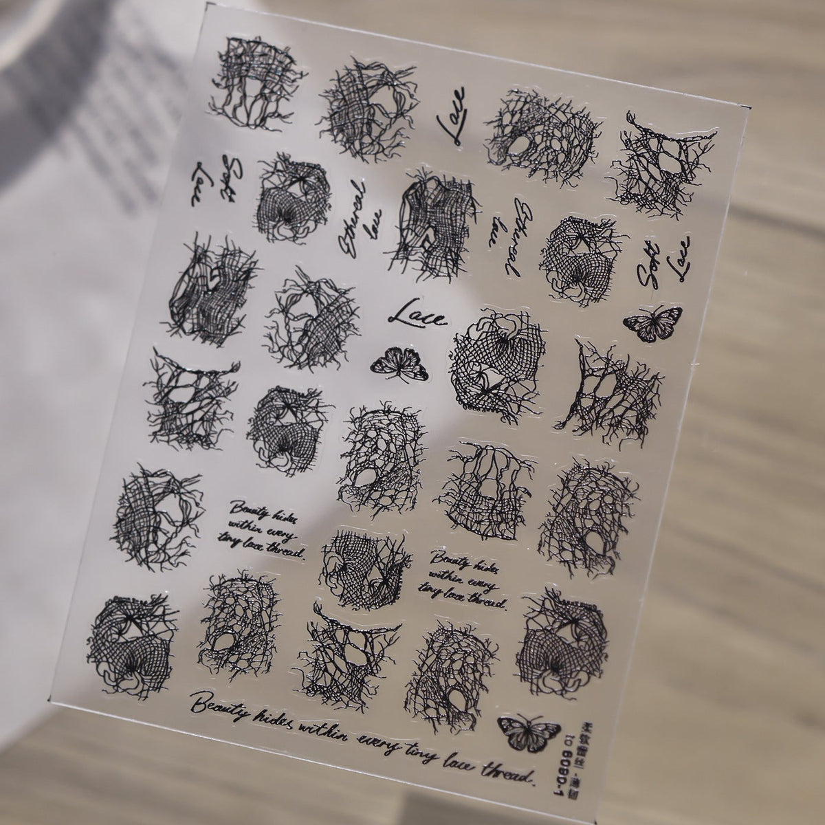 3D Vintage Lace Nail Stickers - Ethereal Netting Design Decals