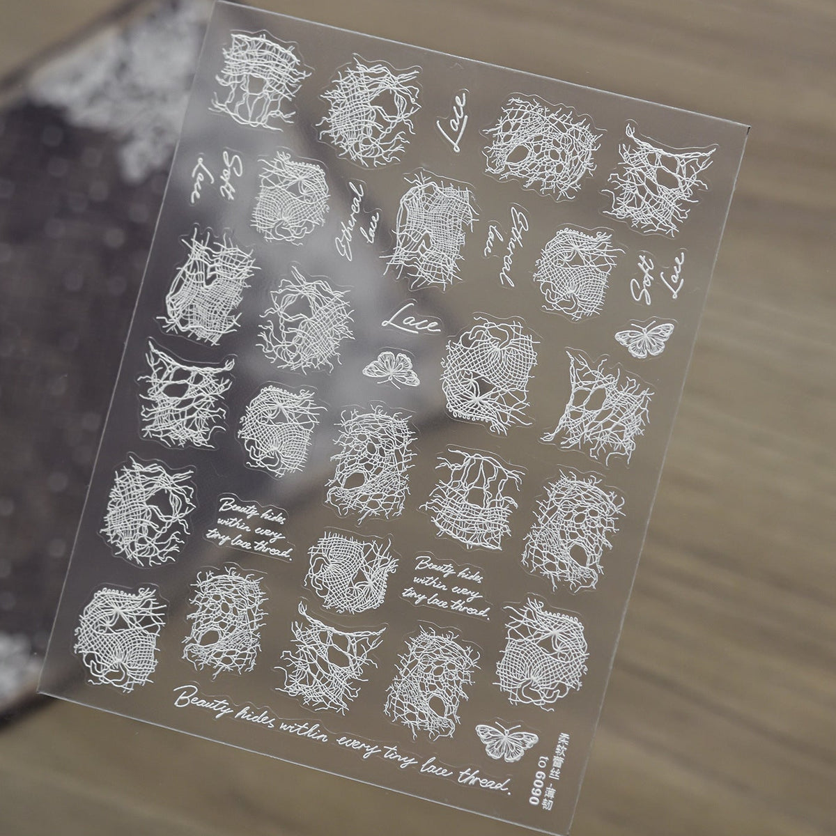 3D Vintage Lace Nail Stickers - Ethereal Netting Design Decals