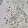 Y2K Metal Silver 3D Nail Stickers - Bowknot, Heart & Cross Decals