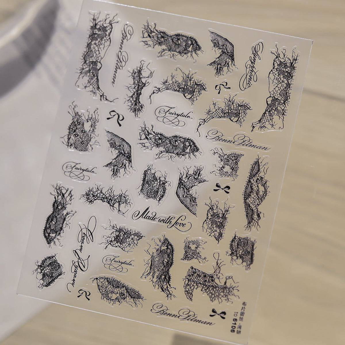 3D Vintage Lace Nail Stickers - Ethereal Netting Design Decals