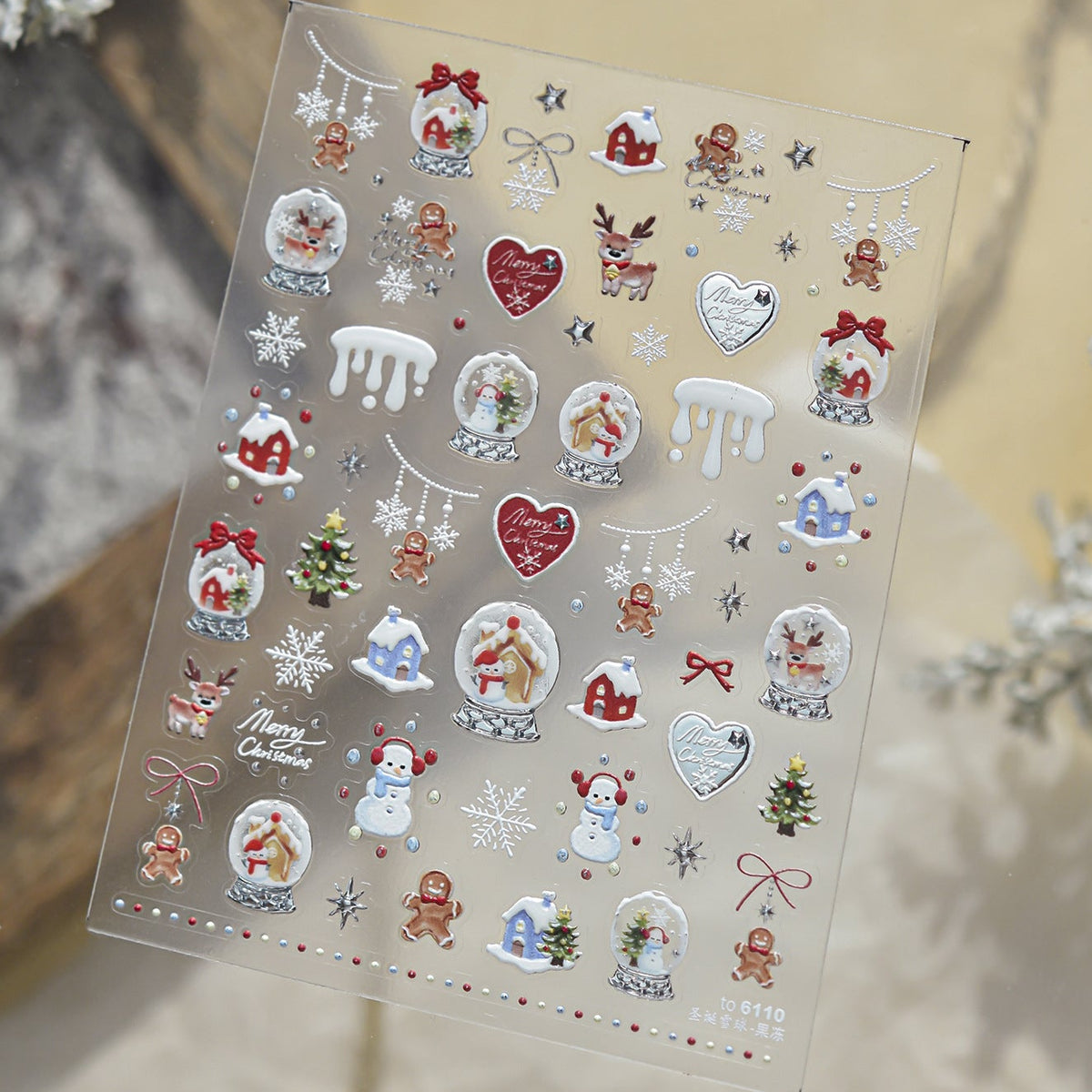 Kawaii Christmas Nail Stickers - Cute Winter Holiday Designs 