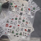 Cute Christmas Nail Art Stickers - Kawaii Cats, Xmas Trees, Snowflakes Decals 6120 