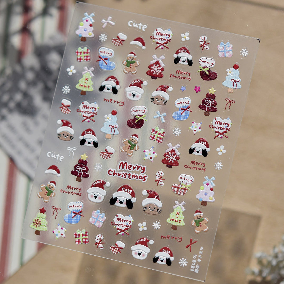 Kawaii Christmas Nail Stickers - Cute Winter Holiday Designs 
