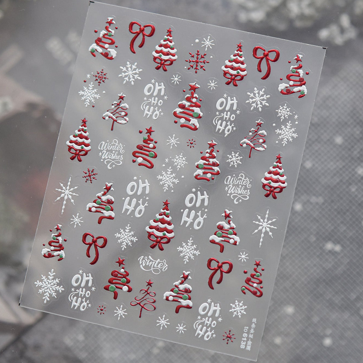 3D Christmas Metallic Nail Stickers - Winter Festive Decals 6138