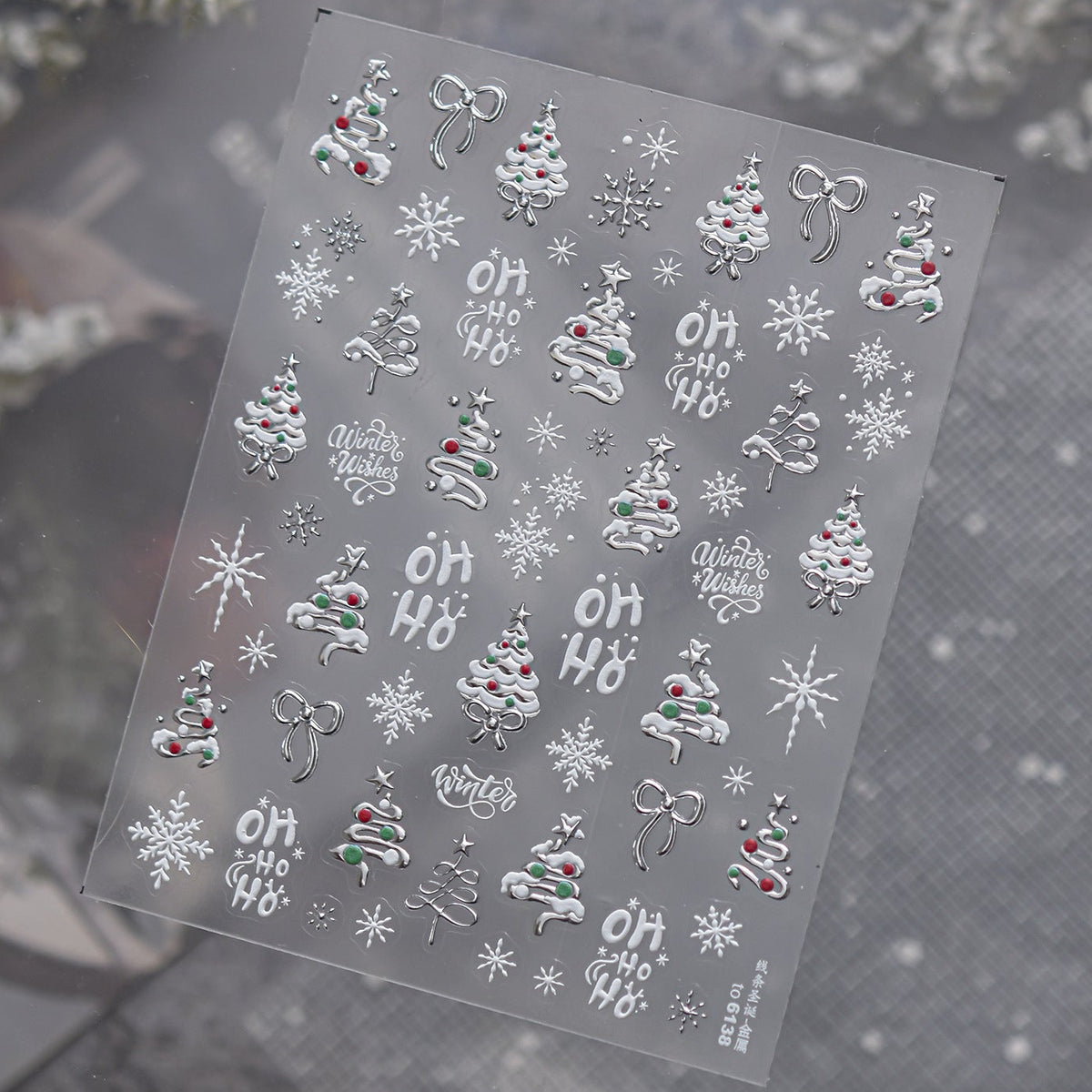3D Christmas Metallic Nail Stickers - Winter Festive Decals 6138